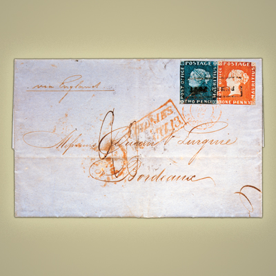 1- Enveloppe Mauritius Bordeaux