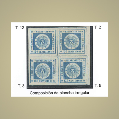1859 - 120c blue, block of four
