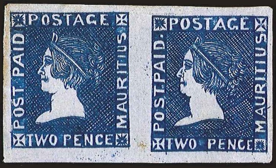 Mauritius 1859 Sherwin unused pair from the Kanai collection