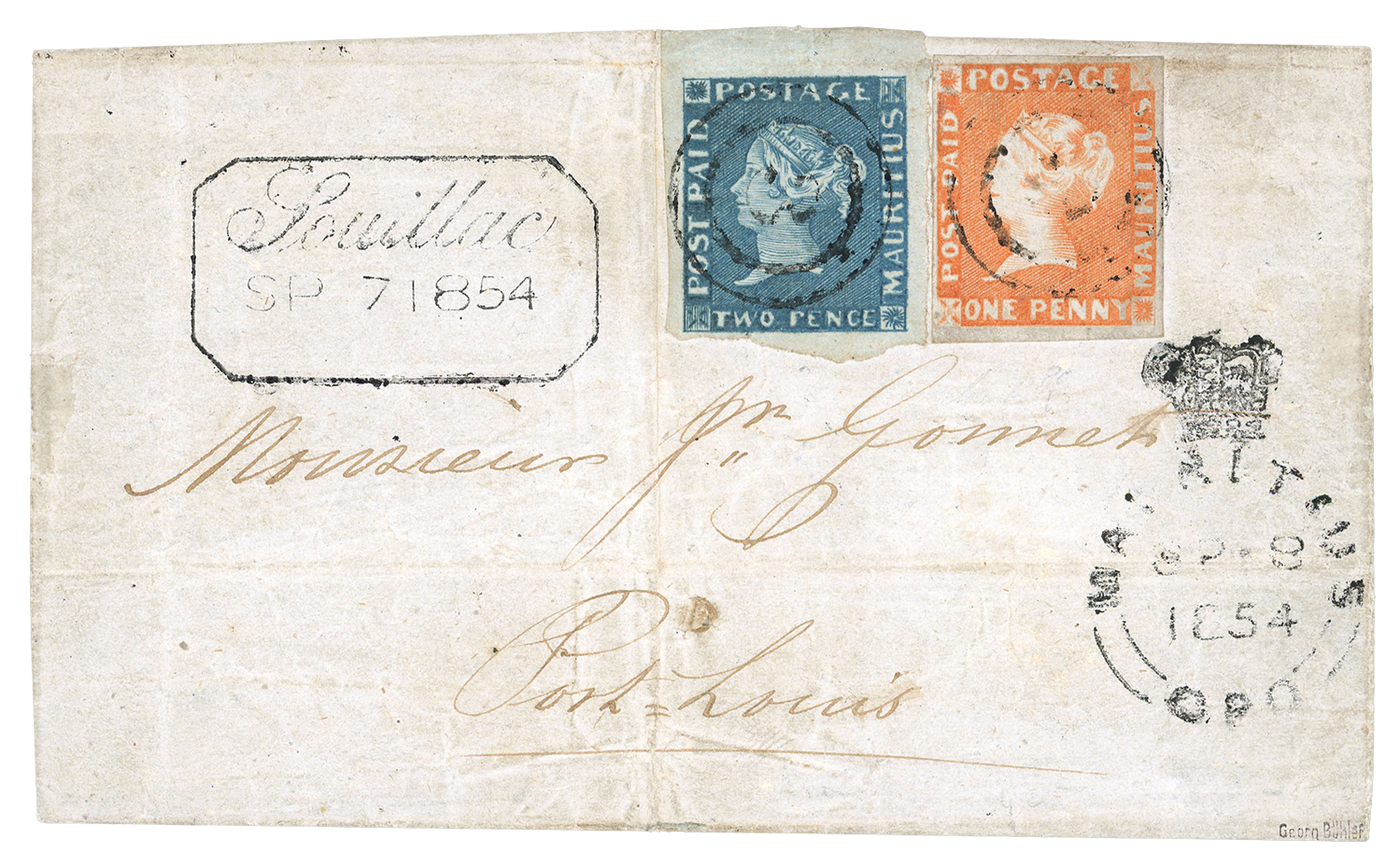 Mauritius Post Paid combination of both values of early impression