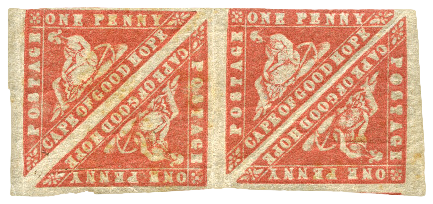 South Africa 1861 Woodblock 1d vermilion mint block of four