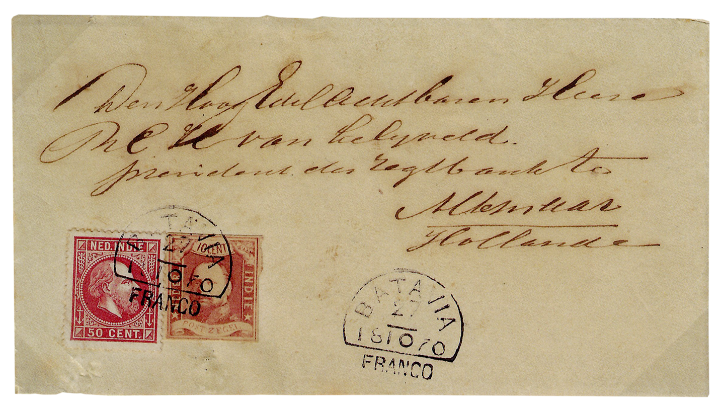 The only recorded mixed issue franking of 10 cent 1864 and 50 cent 1870.